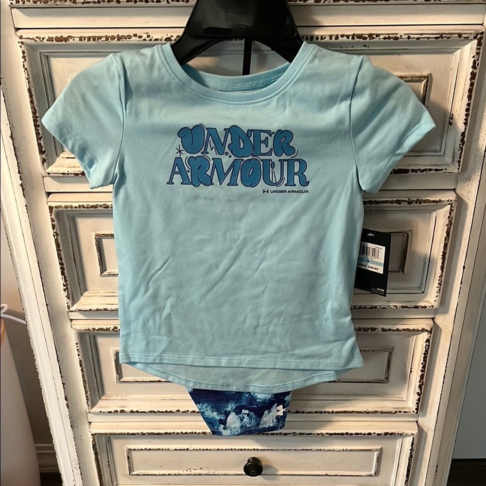 Under Armour Kids Sky Blue Graphic Tee and Shorts Set Size 5